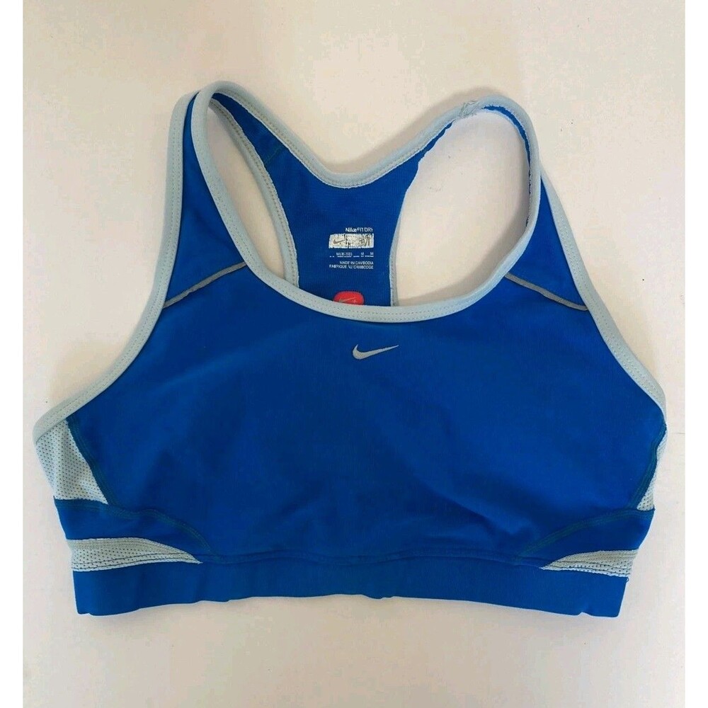 Nike Bra Womens Size M Fit Dry Blue Sport‎ Fitness Gym Athletic Training